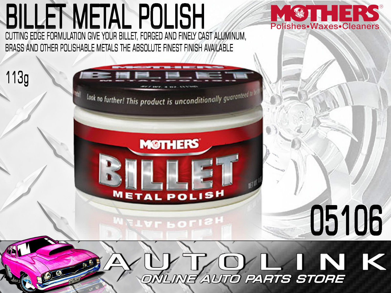 MOTHERS 05106 BILLET METAL POLISH POLISHING ALUMINIUM BRASS ALLOY 4oz 113g