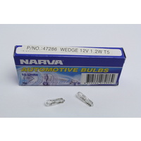 NARVA 12V 1.2W WEDGE GLOBES TYPE W2 x 4.6d T-5mm DASHBOARD CLEAR GLOBE x10