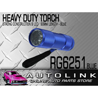 LED HEAVY DUTY TORCH 9 LEDS 90MM LONG METAL HOUSING - BLUE RG6251