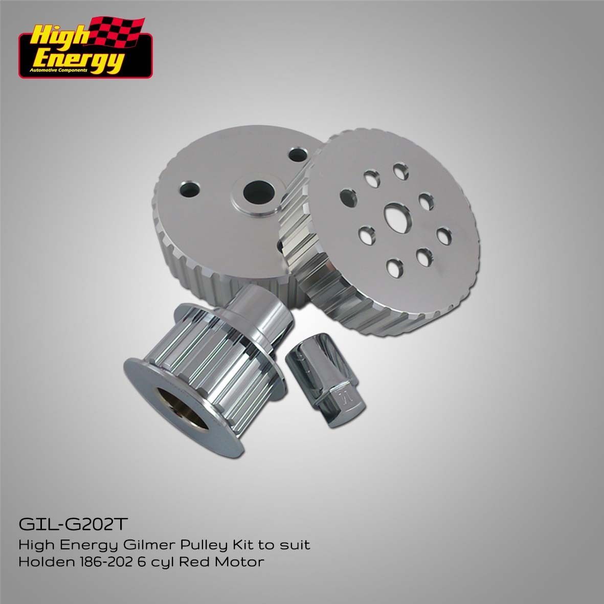 GILMER PULLEY KIT & BELT FOR HOLDEN 6CYL 149 202 ( RED MOTOR ) GILG202TI HIGH ENERGY