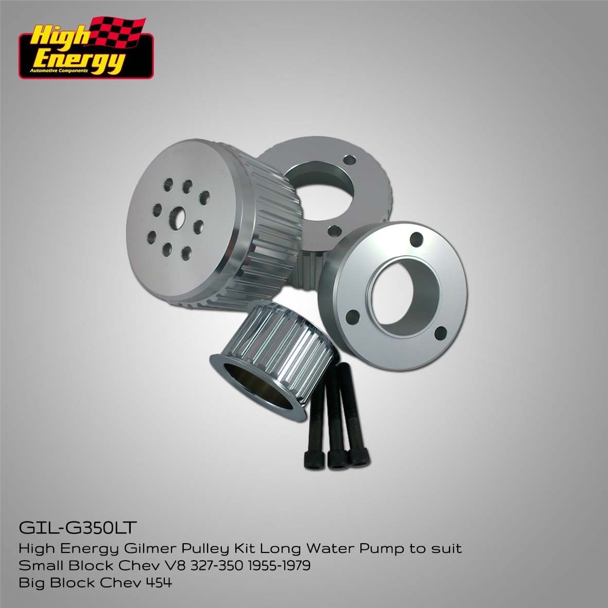 GILMER PULLEY KIT FOR SMALL BLOCK CHEV 327 350 V8 & BIG BLOCK 454 CHEV V8 HIGH ENERGY