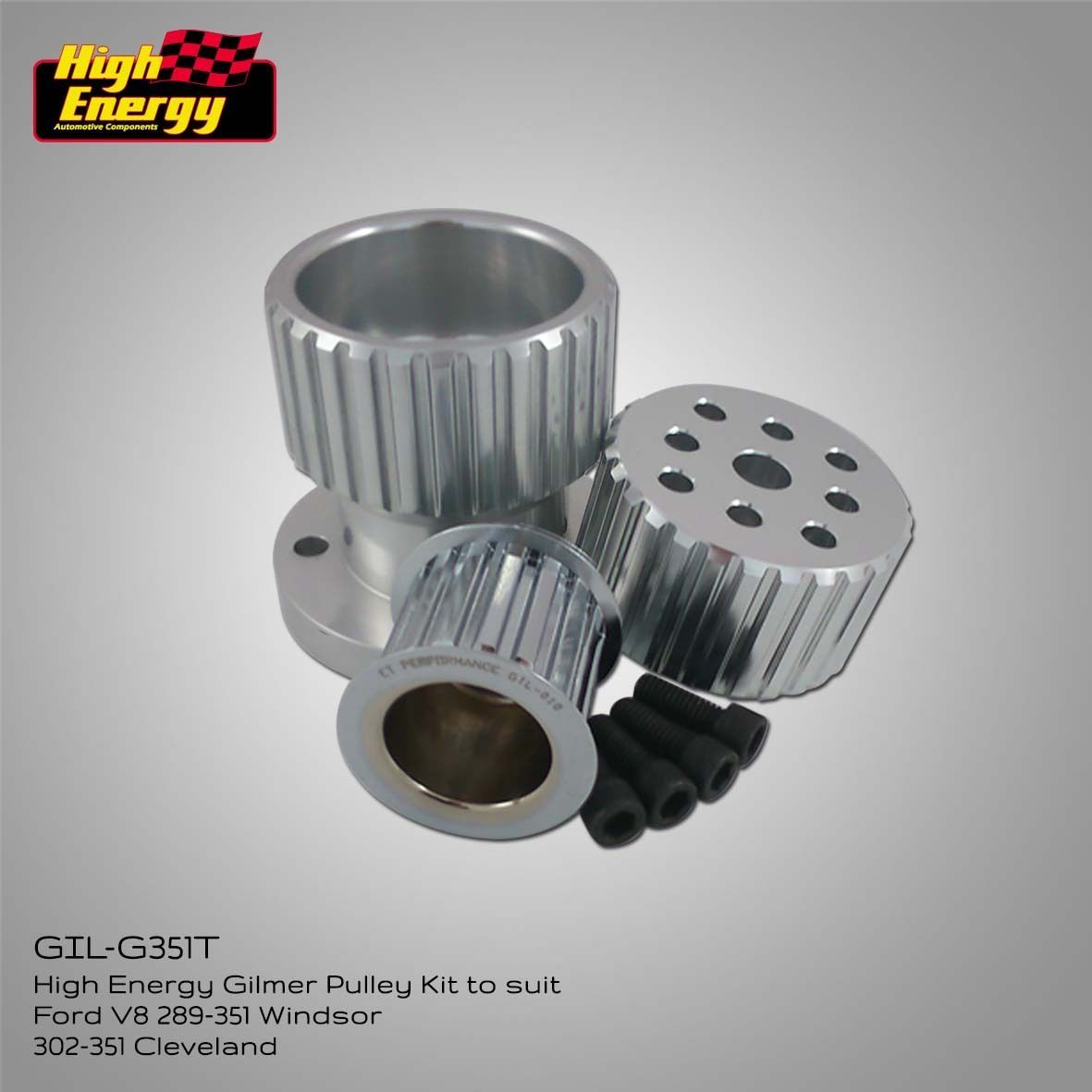 GILMER PULLEY KIT FOR FORD 302351 CLEVELAND V8 , 289 302 351 WINDSOR V8 HIGH ENERGY