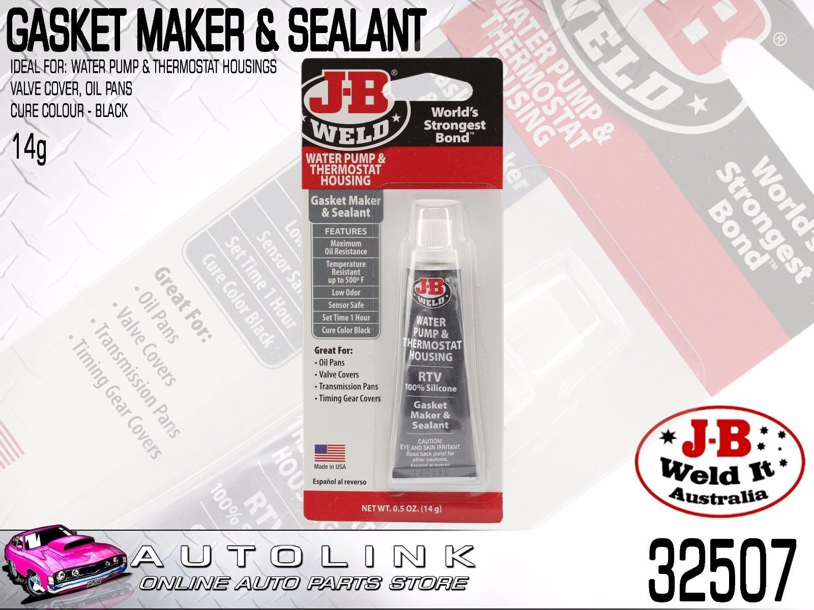 JB WELD 32507 WATER PUMP & THERMOSTAT HOUSING GASKET MAKER SEALANT GREY 14g