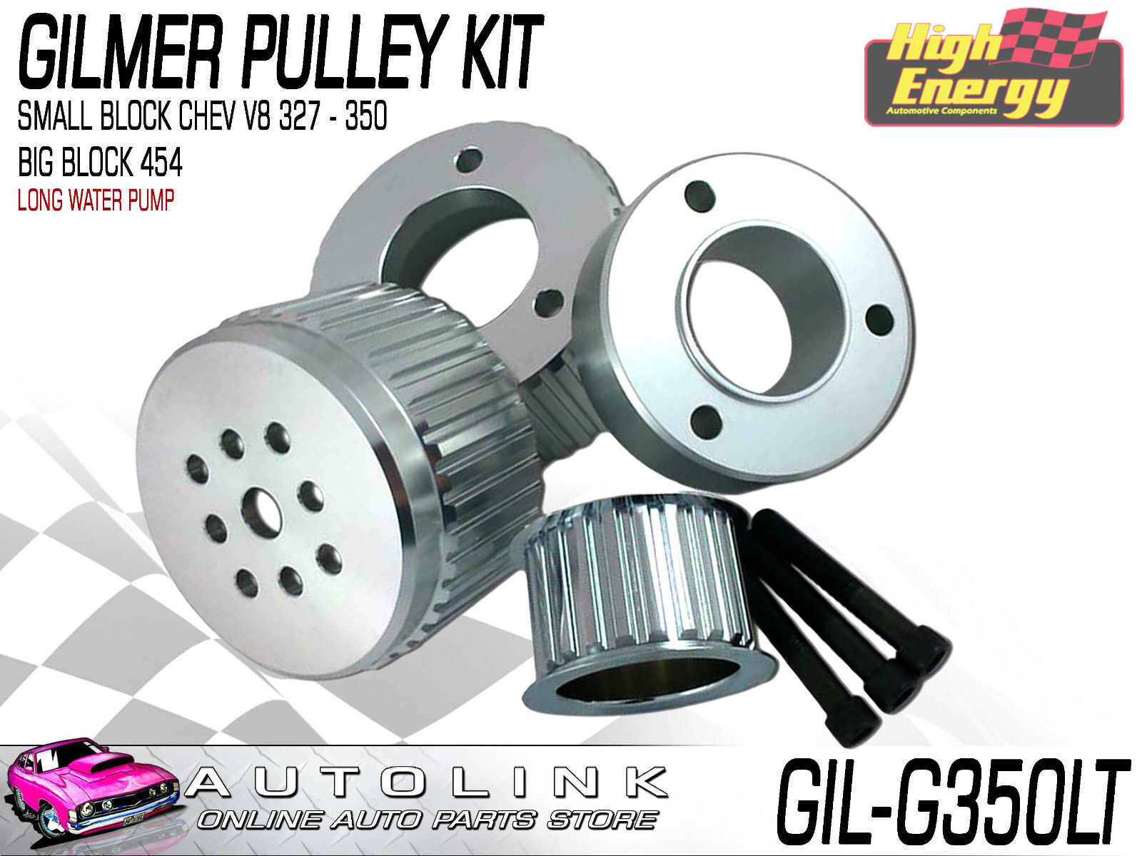 GILMER PULLEY KIT FOR SMALL BLOCK CHEV 327 350 V8 & BIG BLOCK 454 CHEV V8 HIGH ENERGY
