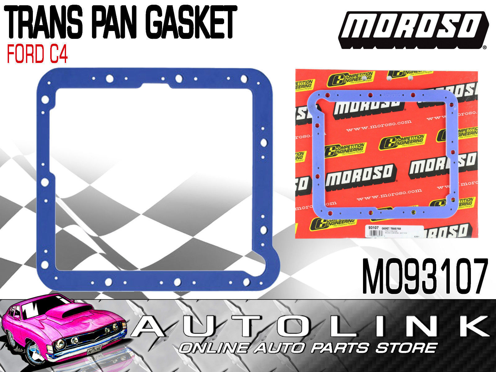 MOROSO MO93107 RUBBER STEEL TRANS PAN GASKET FOR FORD C4 3/16" THICK