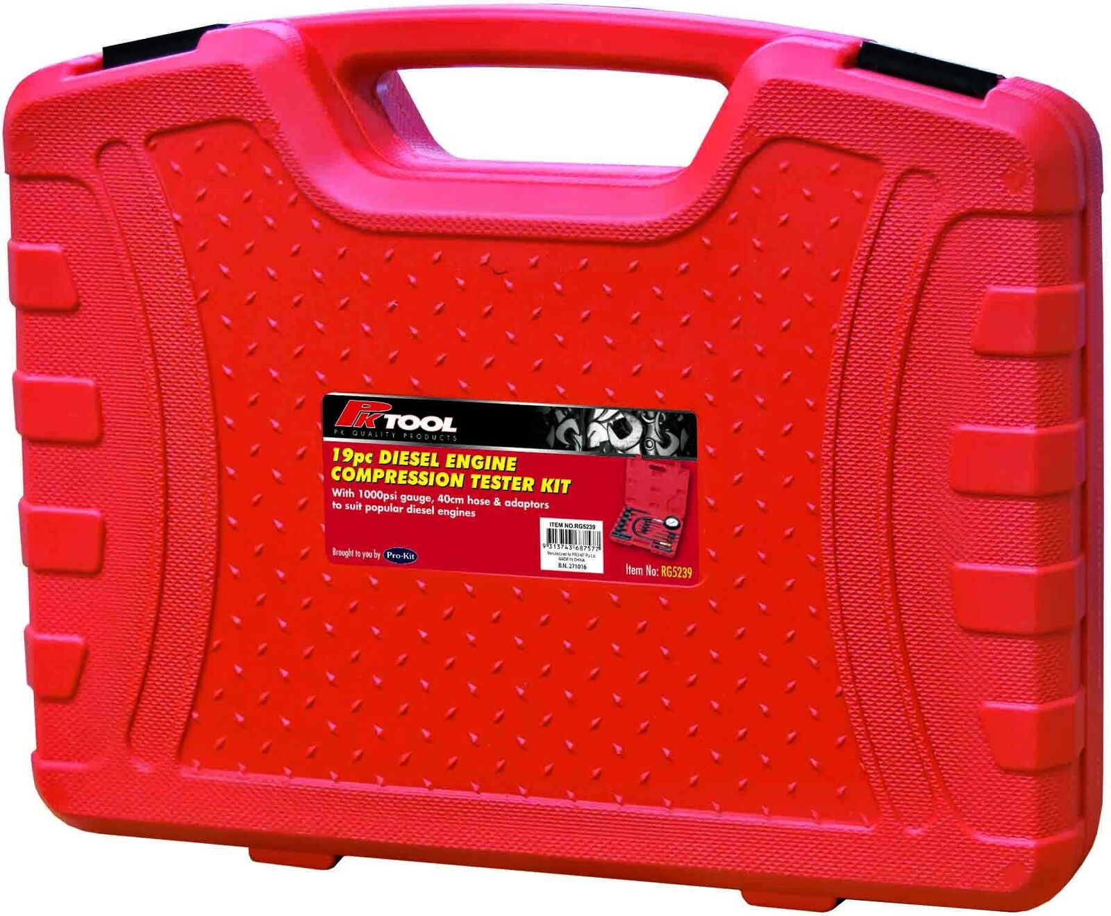 PK TOOL RG5239 19 PIECE DIESEL COMP TESTER KIT W/ ADAPTERS