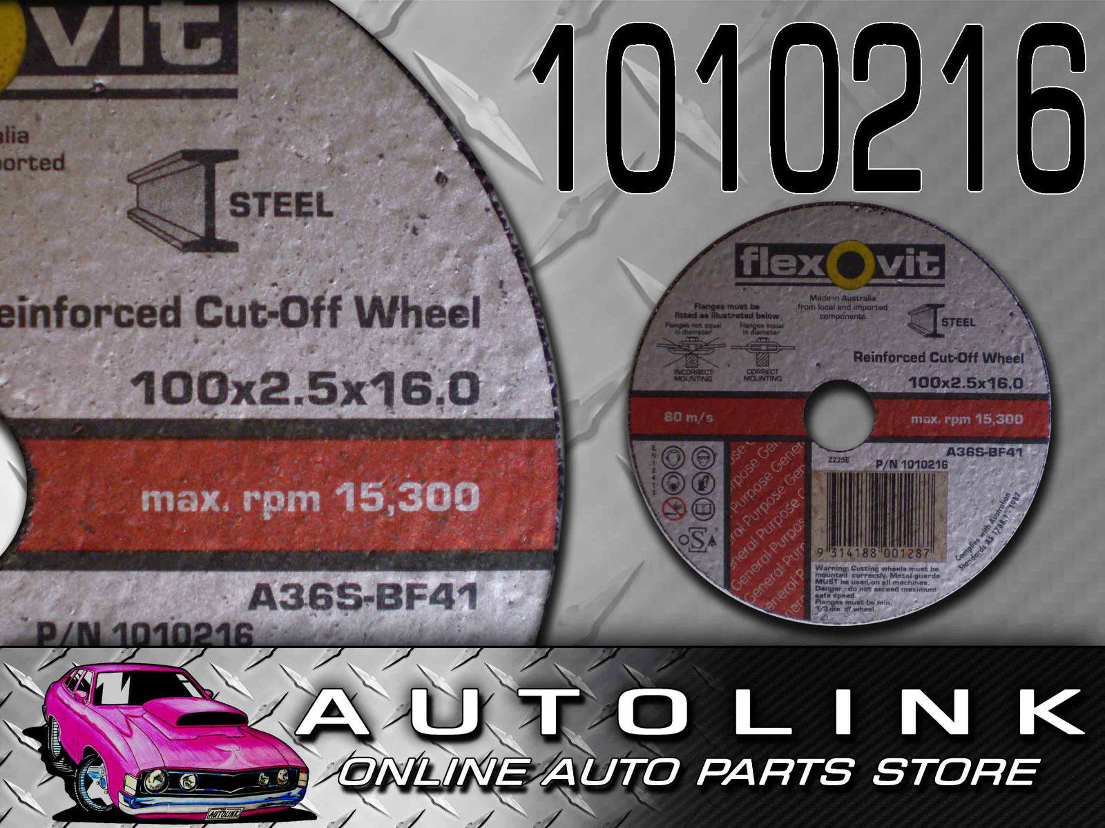 FLEXOVIT 1010216 CUTTING WHEEL 4" 100 x 2.5 x 16.0mm FLAT CUT OFF WHEEL