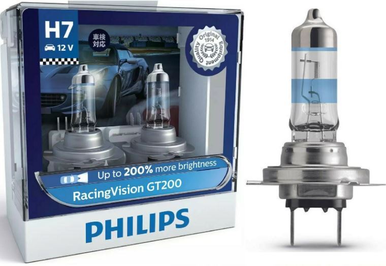  Philips H7 RacingVision GT200 Halogen Headlight Bulb 12972RGTS2  12V 55W Up to 200% More Brightness