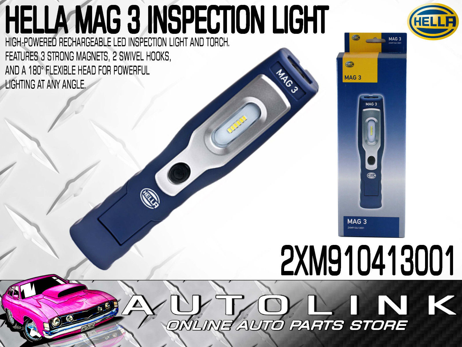 HELLA MAG 3 HIGH-POWERED RECHARGEABLE LED INSPECTION LIGHT ...