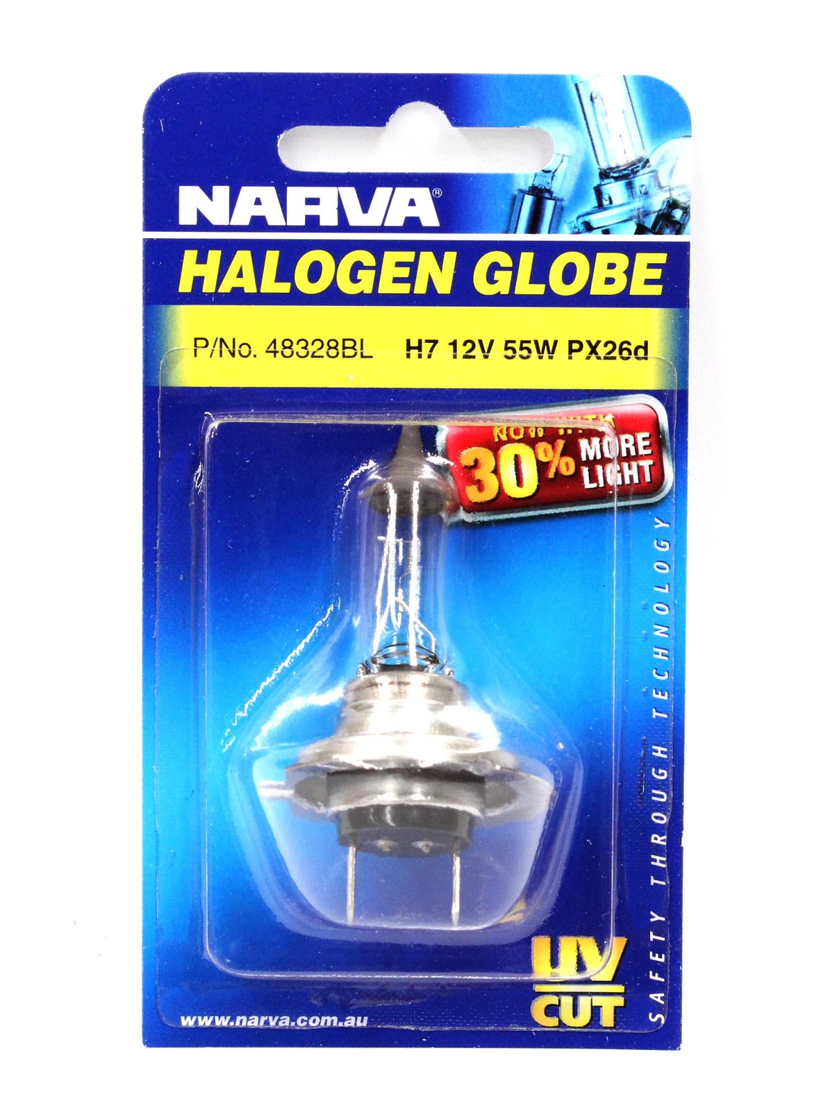 Narva 48328 - 12V 55W Plus 30 H7 Halogen Headlight Globe