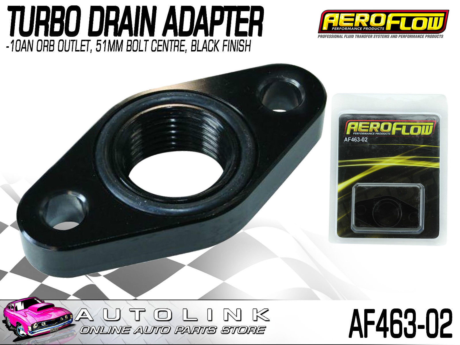 10 ORB 51mm Hole Centres O-Ring Seal Aeroflow AF463-02 Turbo Drain Adapter