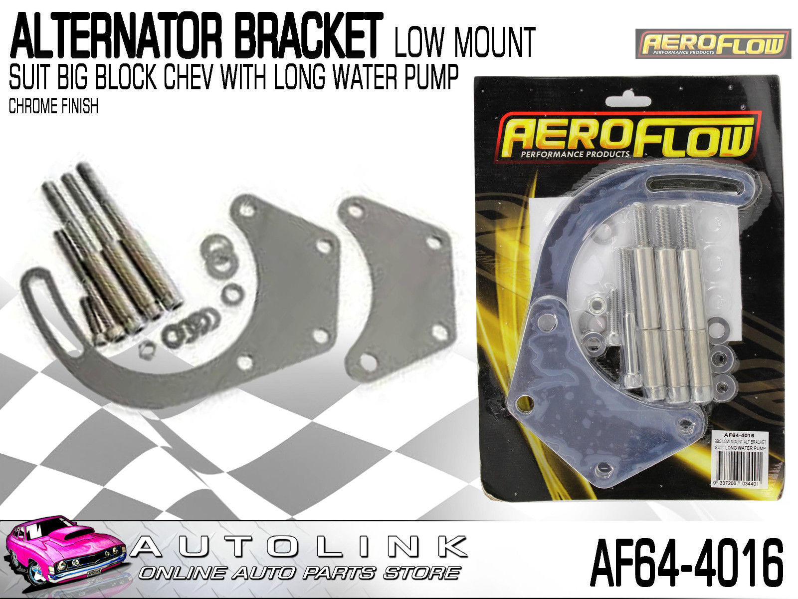 AF64-4002 Aeroflow Aluminium Alternator Bracket Mid Mount Driver Side