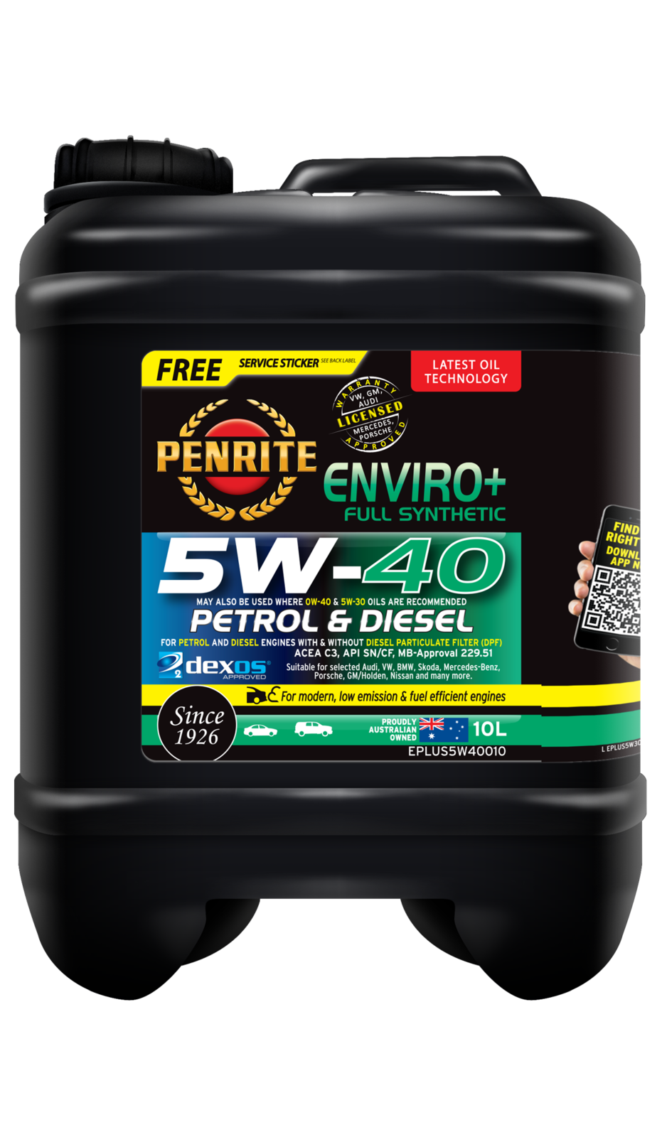 PENRITE ENVIRO+ 5W-40 10L EPLUS5W40010