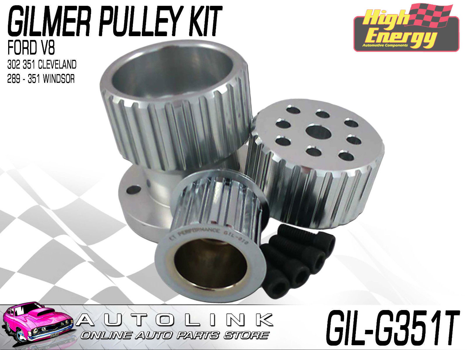 GILMER PULLEY KIT FOR FORD 302351 CLEVELAND V8 , 289 302 351 WINDSOR