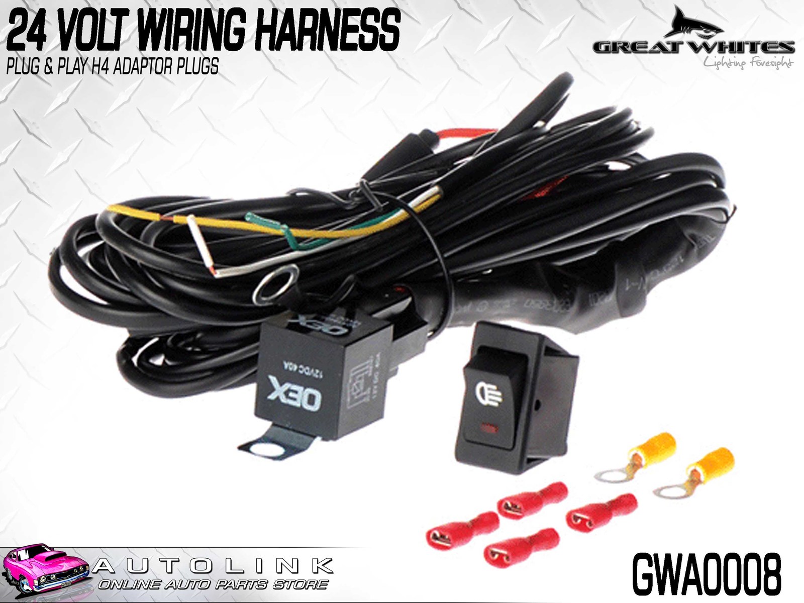 GREAT WHITES 24 VOLT WIRING HARNESS WITH H4 PLUG & PLAY ADAPTORS GWA0008
