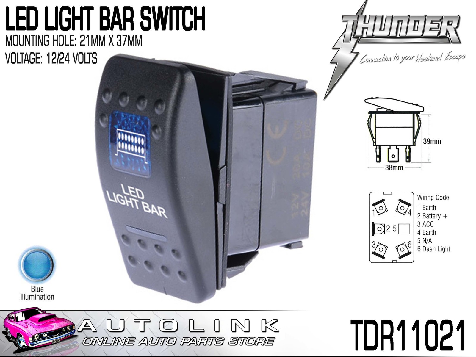 Thunder Led Light Bar Rocker Switch, Wiring Diagram For Light Bar Rocker Switch