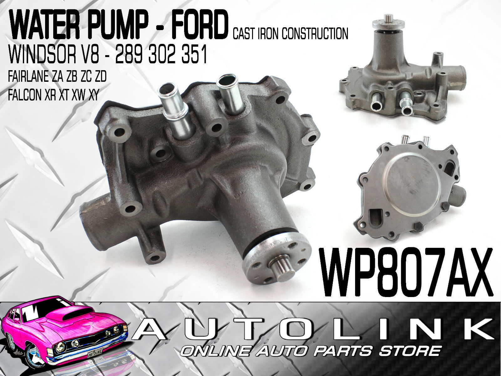 Ford Falcon Fairlane F100 F250 Windsor V8 302 351 Water Pump Alloy LH Outlet