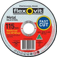 FLEXOVIT 1011522 STEEL CUTTING WHEEL 4-1/2" 115 x 2.5 x 22.2mm FLAT CUT DISC x1