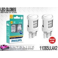PHILIPS LED INTENSE AMBER INDICATOR LIGHT GLOBES 12V T20 TWIN PACK 11065ULAX2 