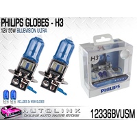 PHILIPS H3 12V 55W BLUEVISION ULTRA 4000K XENON ( PAIR ) 12336BVUSM