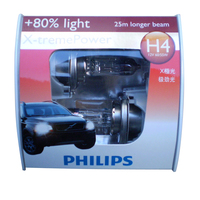 Philips X-Treme Power Plus +80% H4 12V 60/55W Headlight Globes Pair Longer Light