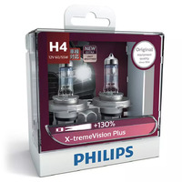 PHILIPS H4 12V 60/55W X-TREME VISION +130% - EXTRA LIGHT & BEAM DISTANCE PAIR