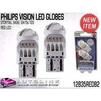 PHILIPS VISION LED CAR LAMPS - STOP/TAIL RED 12V 2W T20 BASE: BA15s 12835REDB2
