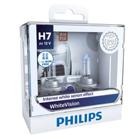 Philips Whitevision H7 12V 55W Headlight Globes Inc Parker Twin Pack 12972WHVSM