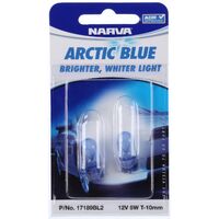 NARVA 12V 5W WEDGE GLOBES ARCTIC BLUE TYPE: W2.1 x 9.5d T-10mm 17189BL2 PAIR