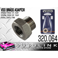 VDO 320.064 STAINLESS STEEL ADAPTOR INTERNAL 1/4" NPT x 5/8" - 18 UNF 17mm LONG