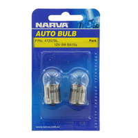 Narva 47207BL Interior Parker Globes 12V 5W Base BA15S T-16mm Twin Pack