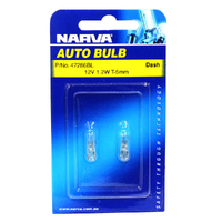 Narva Wedge Globes 12V 1.2W Base T5mm Twin Pack Dash Light 47286BL