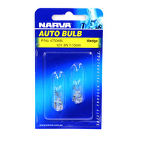 NARVA 47504BL WEDGE GLOBES 12 VOLT 3 WATT BASE: T-10mm T10 PAIR