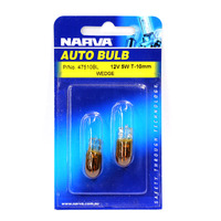 Narva 47510BL Amber Wedge Globes 12 Volt 5 Watt Base T-10mm T10 Pair