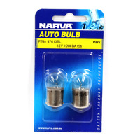 Narva 47613BL Interior / Parker Globes 12 Volt 10 Watt Base T-16mm Pair