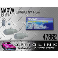 NARVA 12V WHITE LED WEDGE GLOBES TYPE: T-10mm KW2.1 x 9.5d BOX OF 10 WHITE