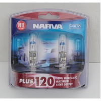 NARVA 48360BL2 HALOGEN H1 PLUS 120 12V 55W HEADLIGHT GLOBE PAIR 120% MORE LIGHT