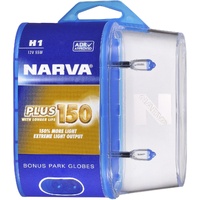 Narva 48390BL2 H1 Plus 150 +150% Headlight Globes 12V 55W Twin Pack