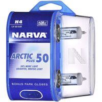 Narva 48677BL2 H4 Head Light Globes 12V 60/55W Arctic Blue Plus 50% More Light