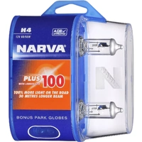 Narva 48872BL2 H4 Plus 100 Longer Life Headlight Globes 12V 60/55W Twin Pack