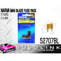NARVA MINI BLADE FUSE PACK 7.5 AMP 5 FUSES - 52707BL