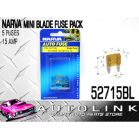 NARVA 52715BL BLUE MINI BLADE FUSE PACK 15 AMP 5 FUSES
