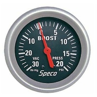 SPECO 535-03 MACHANICAL BOOST VAC GAUGE VAC 30 / 20 PSI 2-5/8" BLACK FACE