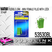 Narva 53530BL Fusible Link Fuse Plug In Mini Female with Lock 30A Green Colour