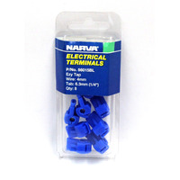 NARVA 56015BL EZY TAP BLUE WIRE CONNECTORS WIRE 4mm TAB 6.3mm PACK OF x8