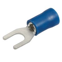 NARVA SPADE BLUE TERMINAL FLARED VINYL INSULATED - WIRE SIZE 4mm TAB 6mm 20 PACK