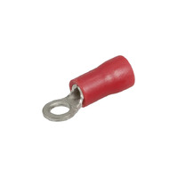 NARVA CRIMP TERMINALS RING EYELET INSULATED RED 2.5 - 3mm WIRE 3mm HOLE QTY 25