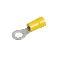 Narva Crimp Terminals Ring Eyelet Insulated Yellow 5-6mm Wire 6.3mm Hole Qty 12