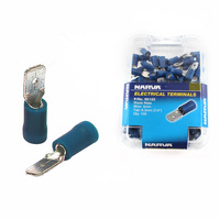 Narva Terminals Blade Male Vinyl Insulated - Wire 4mm Tab 6.3mm Blue Pack of 100