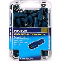 Narva Terminals Blade Female Insulated Wire 4mm Tab 6.3mm Blue Pack of 100